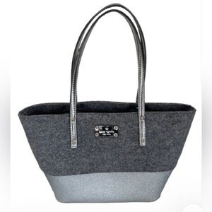 Kate Spade Gray Felt Tote with Silver Accents